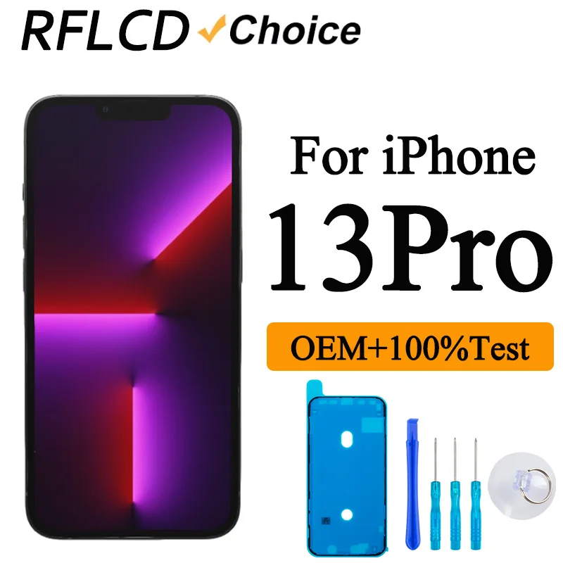 Фото RFLCD OLED-дисплей для iPhone 13 Pro, 100% протестированная сенсорная панель в сборе, запасные части A2638 A2483 A2636 A2639 №1