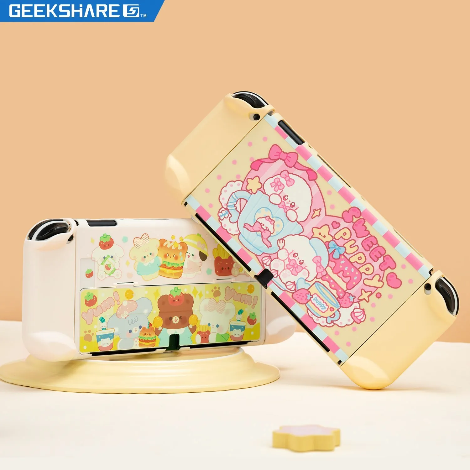 

GeekShare Protective Case Kawaii Cartoon Design Split Cover Protective Shell For Switch Oled NS Console Accessories