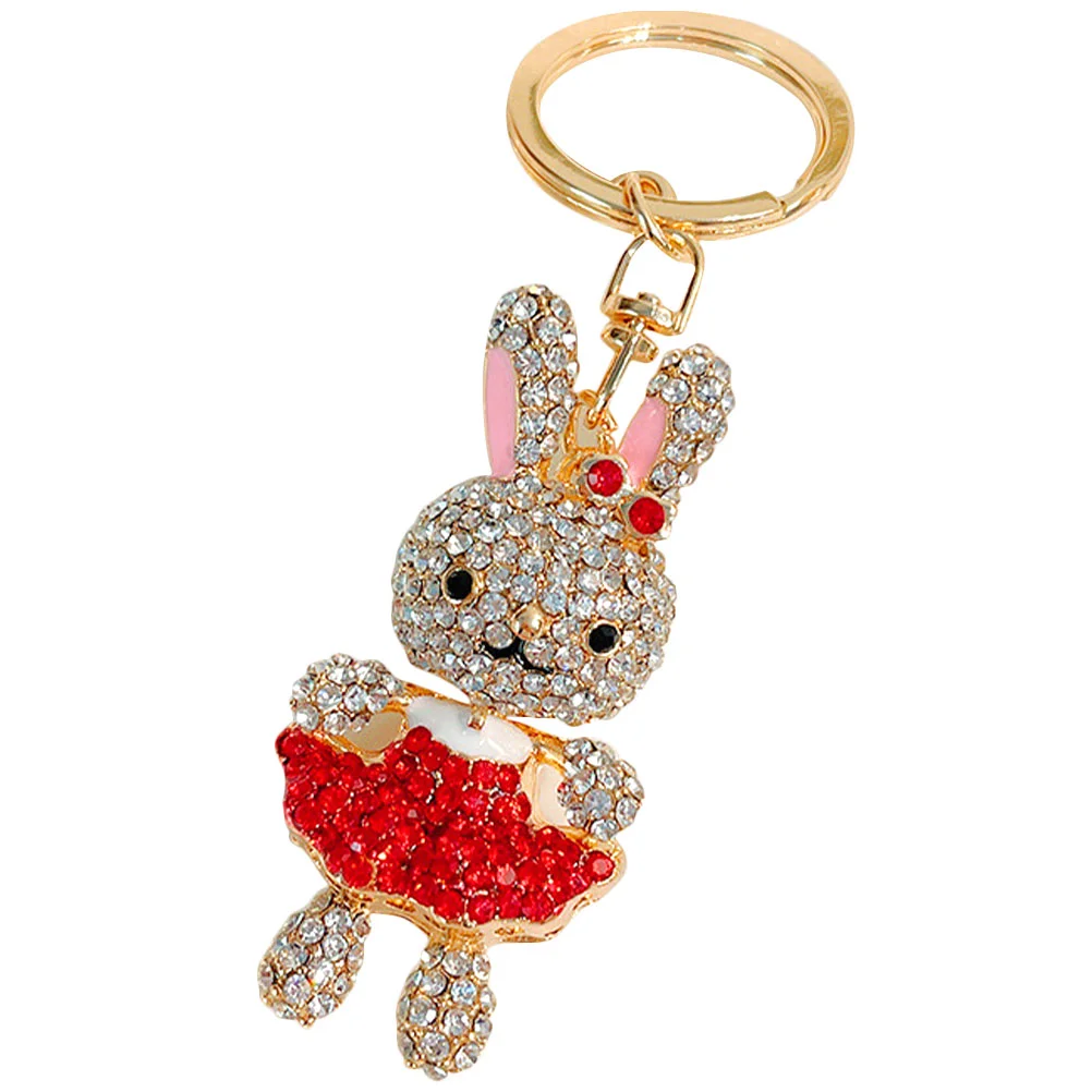 

Rabbit Keychain Charm Key Bunny Ring Chinese Crystal Rhinestone Pendant Bagfortune Charms Stuffer Stocking Christmas Handbag