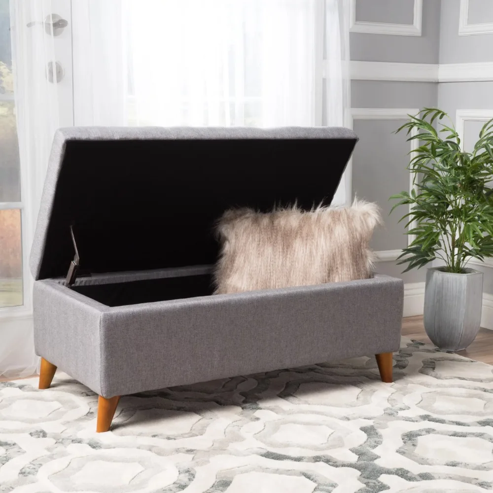 

Noble House Hayden Rectangular Fabric Storage Ottoman, Grey