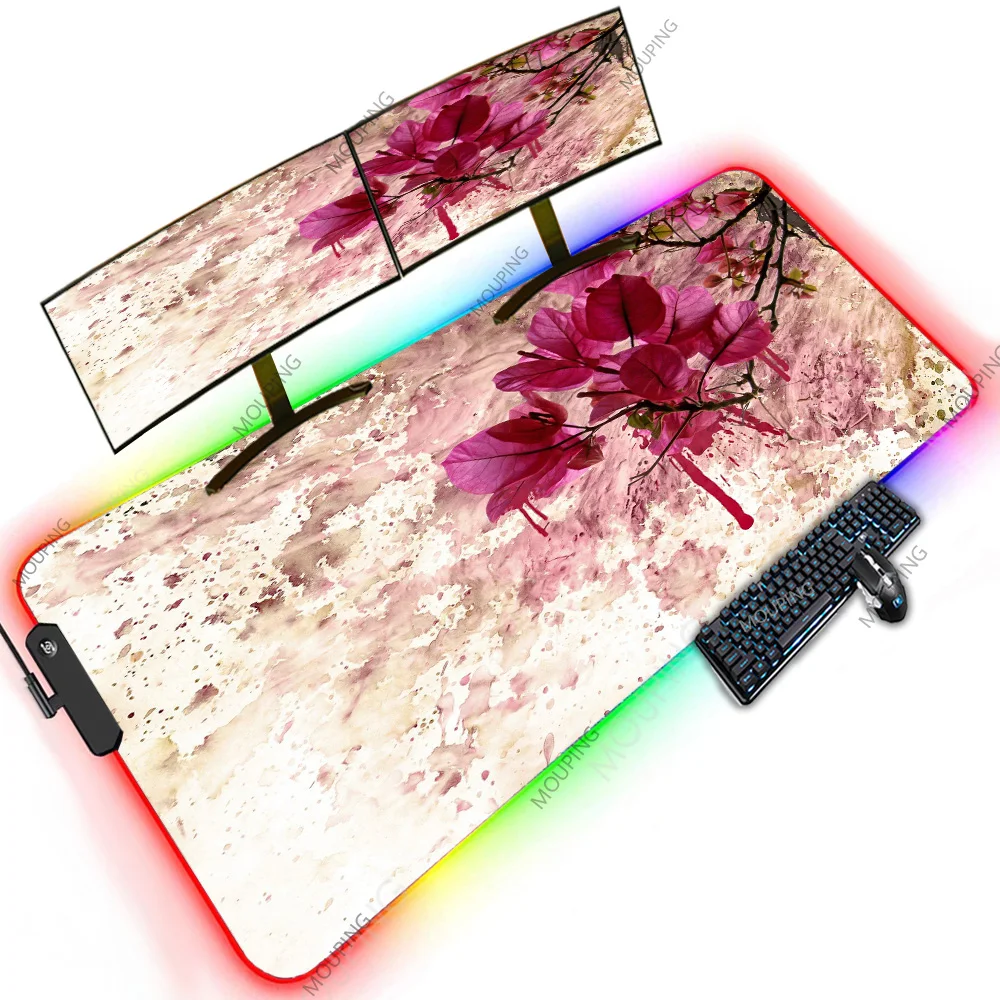 

Flower Beautiful Cute Gamer Girl Anime Oversized Mouse Pad Office Desk Mat Rubber Table Light Player Desktop Productivity Gadget