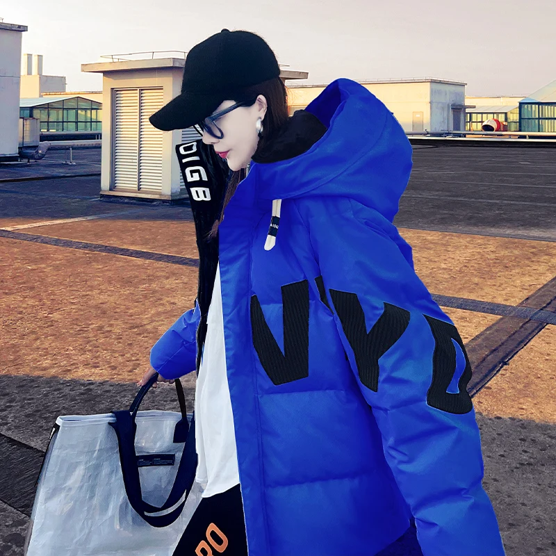 Klein синяя хлопковая стеганая куртка женская зима 2024 новая популярная супер