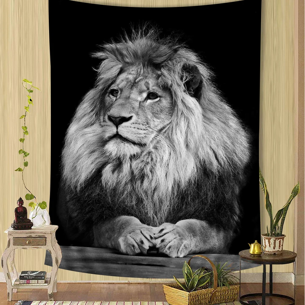 Богемный Гобелен С Изображением Льва И Индийским Дизайном Будды Украшение На