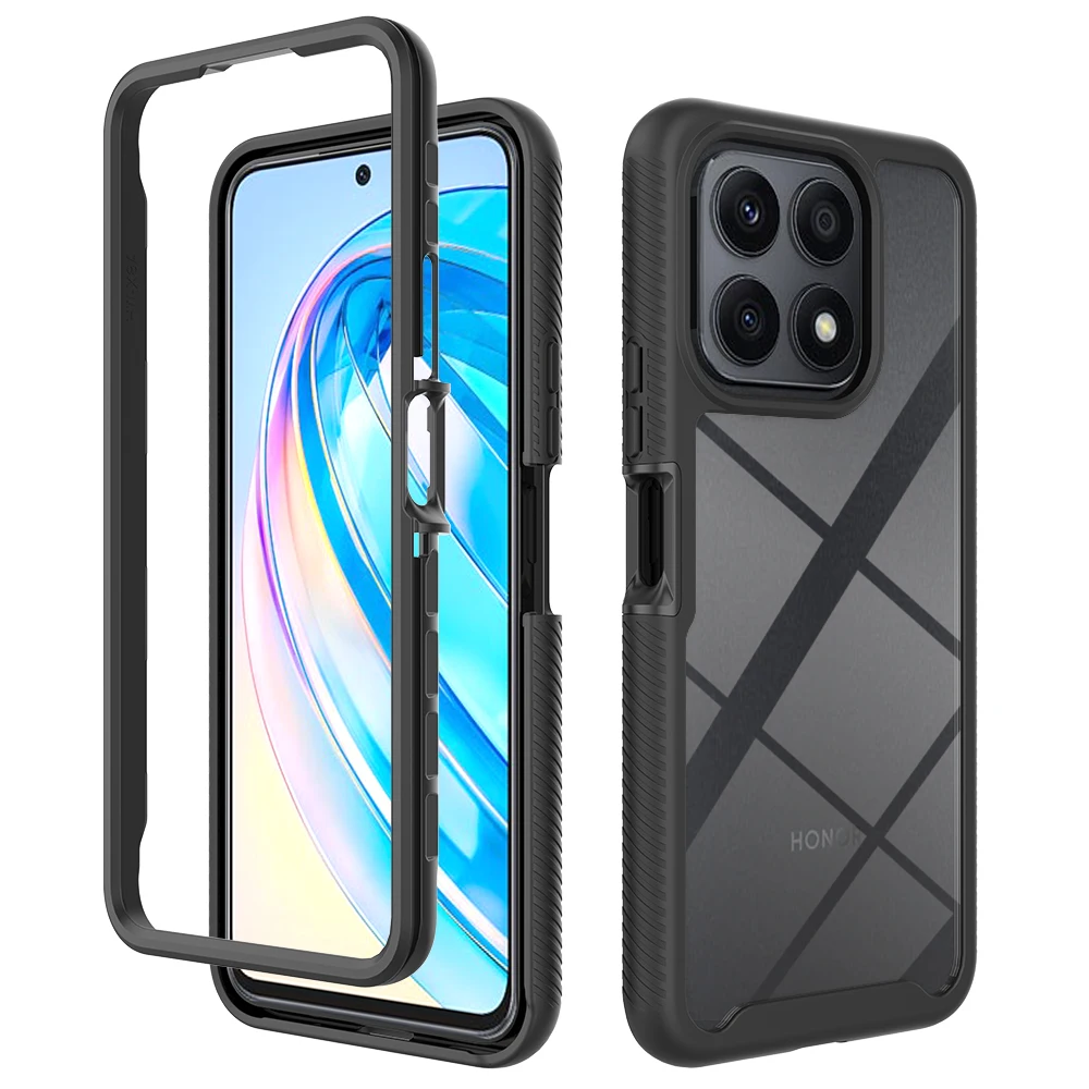 

Bumper Clear Case for Huawei Honor X8a Luxury Front PC Frame Transparent Soft Edges Hard Armor Shockproof Phone Cover HonorX8a
