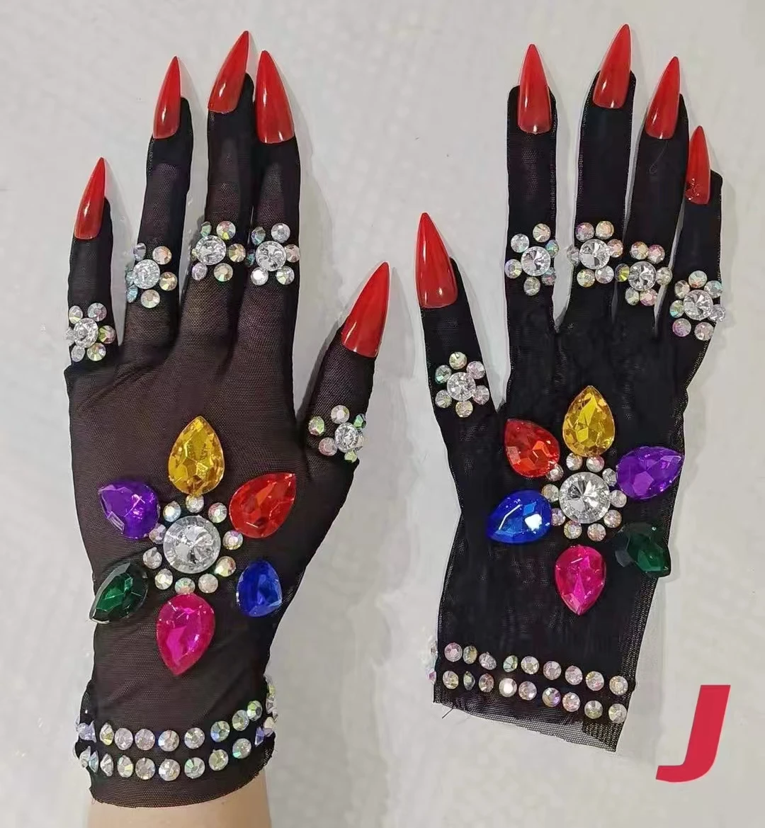 Блестящие прозрачные сетчатые длинные перчатки танцор певец аксессуары для