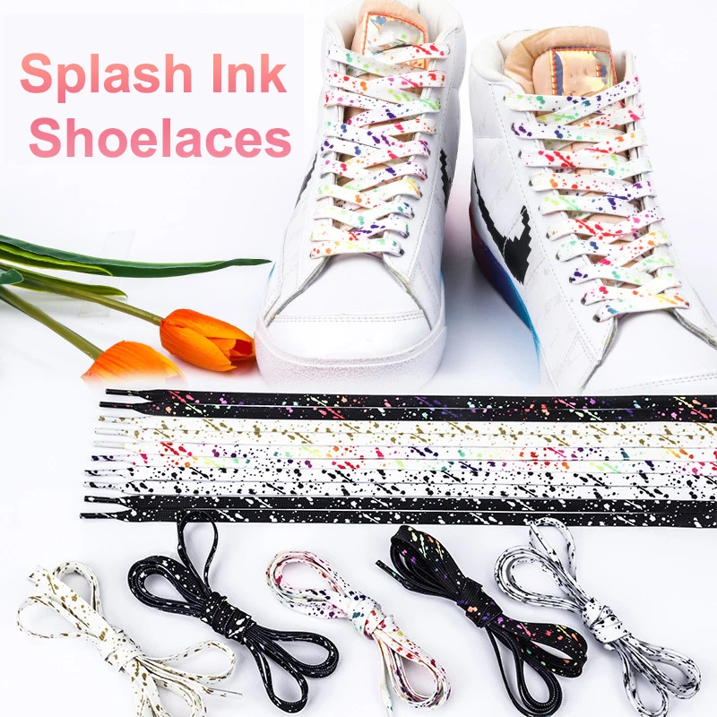 

NEW Fashion Splash Ink Shoelaces for Sneakers AF1/AJ Canvas Casual Sports Shoes Laces Air Force Flat Shoelace for Shoes Strings