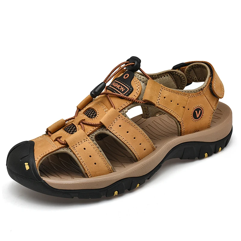 Original Men's Sandals Genuine Leather Men Shoes 2023 Summer Outdoor Lightweight Big Size 48 Beach Hiking Sandals Man Slippers