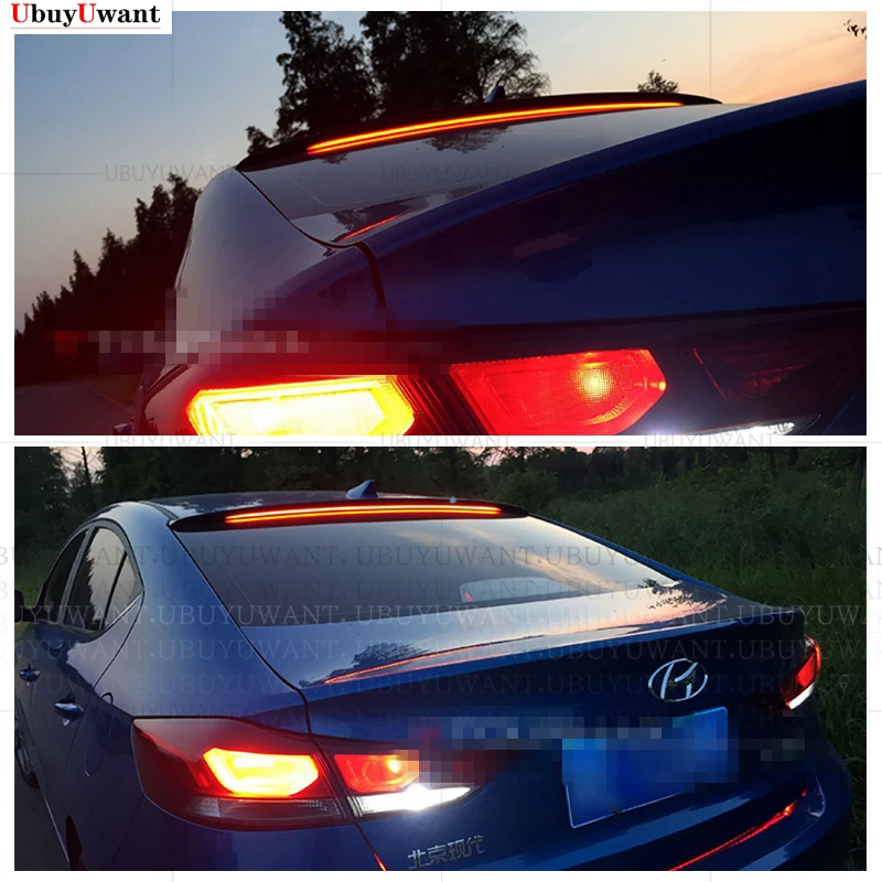 

For Hyundai Elantra 2016-2021 Rear Roof Lip Spoiler Primer Color Car Tail Wing Decoration With LED Light Roof Spoiler