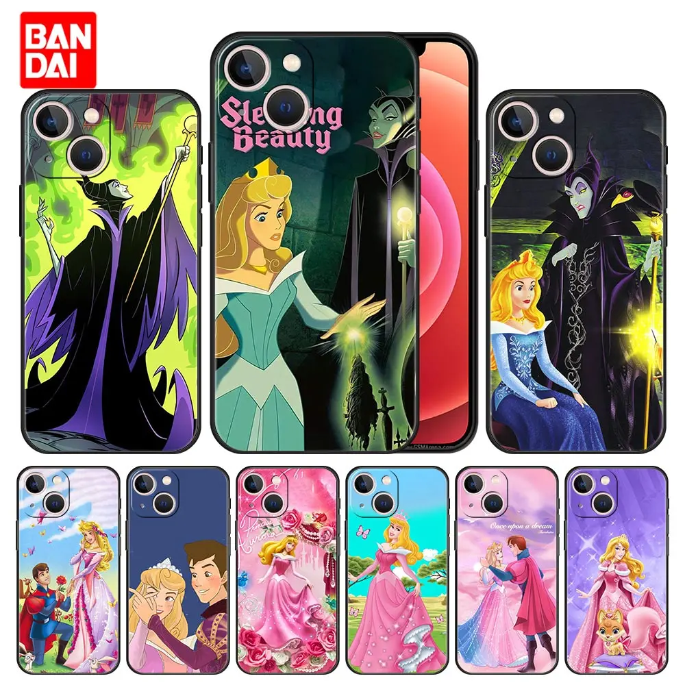 

Aurora Disney Princess Case for iPhone 13 12 11 Pro Max SE 2020 11pro 12pro 13pro Mini Black Fashion Luxury Cover Phone Silicone