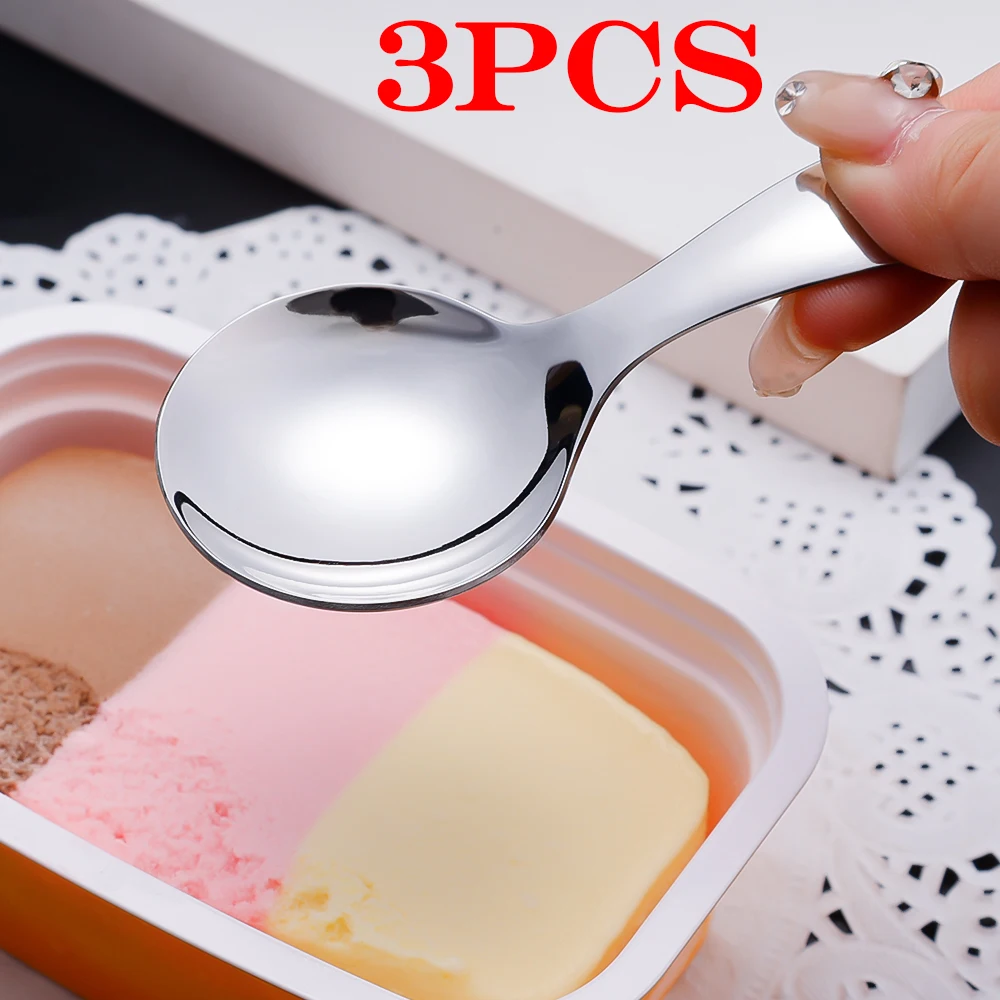 

3Pcs Short Handle Ice Cream Scoop Gold Silver Stainless Steel Sugar Salt Spoon Tea Coffee Dessert Spoon Kitchen Condiment Scoop