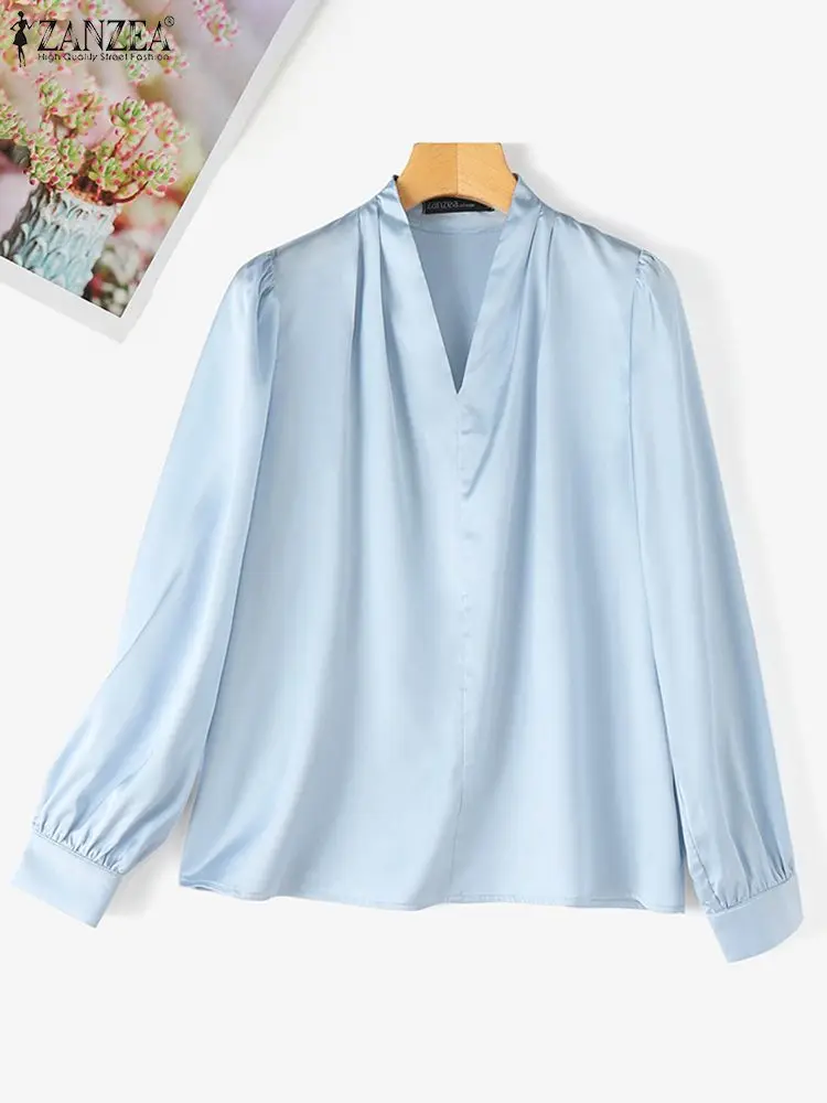Женский топ с длинным рукавом-фонариком ZANZEA элегантная женская офисная