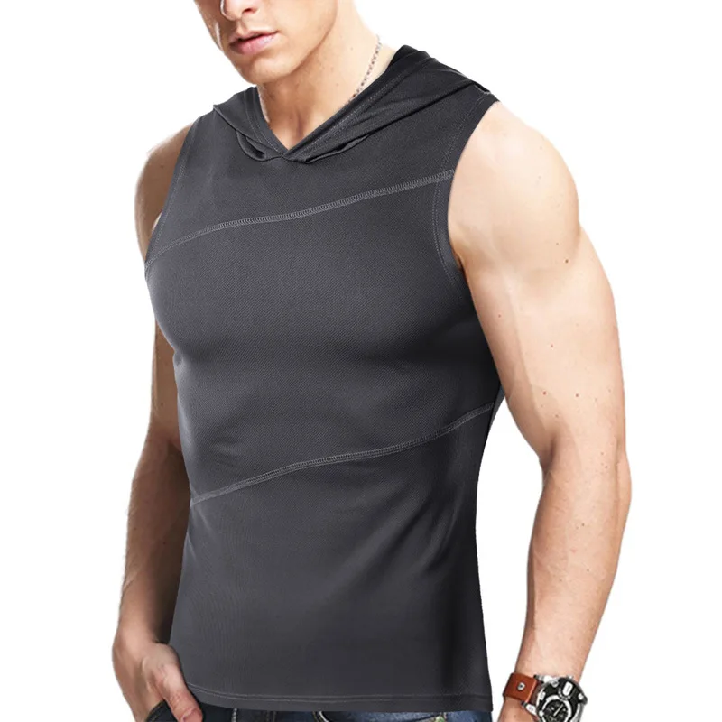 Новинка лета 2021 мужской спортивный жилет для фитнеса без рукавов с капюшоном