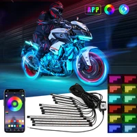 12pcs motorcycle led underbody lights rgb multicolor app control car underglow neon strip for yamaha hodna atmosphere lamp