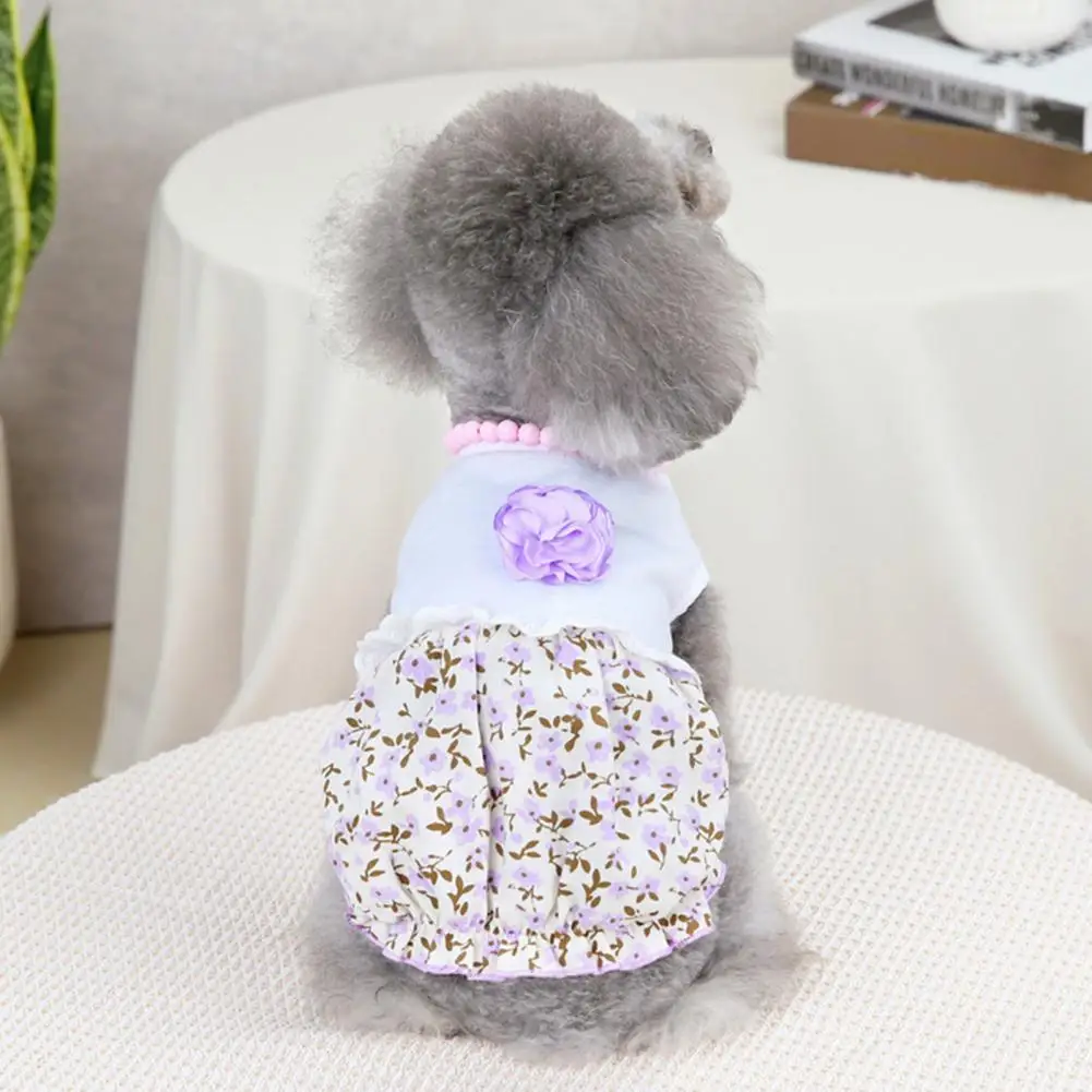 

Puppy Dress 2 Colors Pet Dress 5 Sizes High Elasticity Pretty Floral Design Puppy Skirt