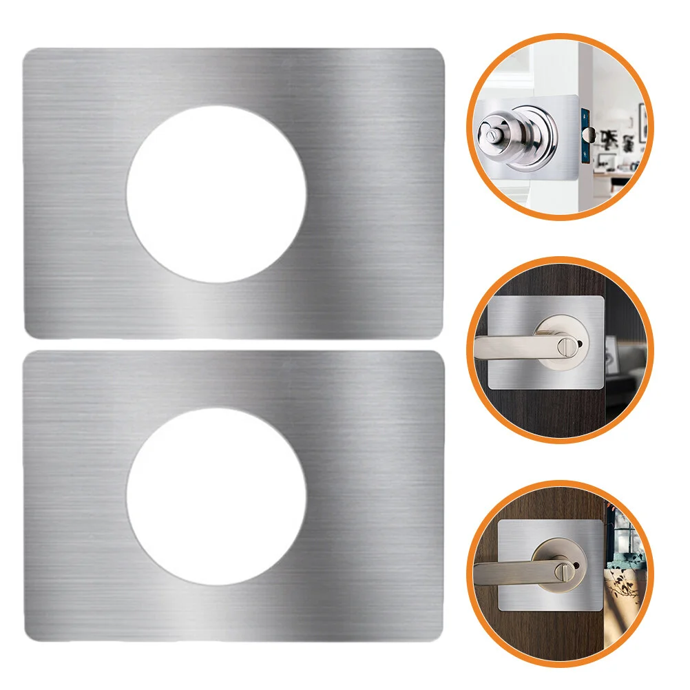 

2 Pcs Silver Accessories Door Frame Front Reinforcement Plates Kit Baffle Strike Stainless Steel Filler