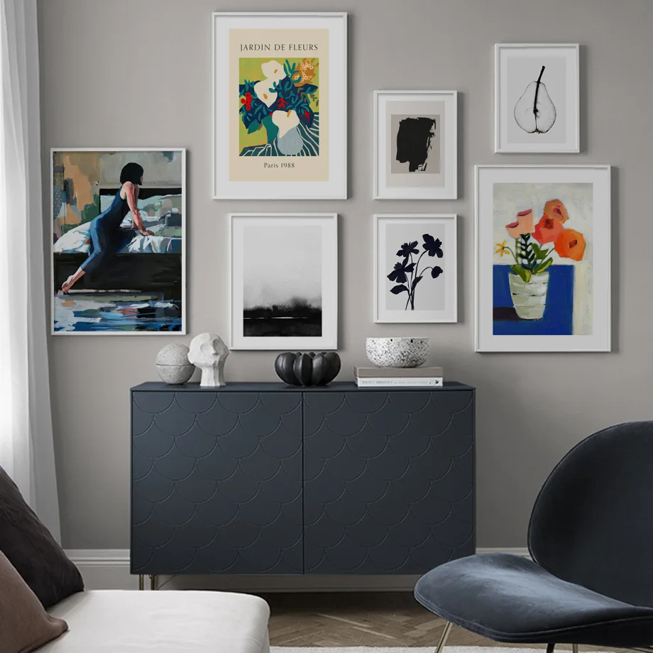 

Wall Art Print Abstract Paris Botanical Market Flower Vase Woman Canvas Painting Nordic Poster Wall Pictures Living Room Decor