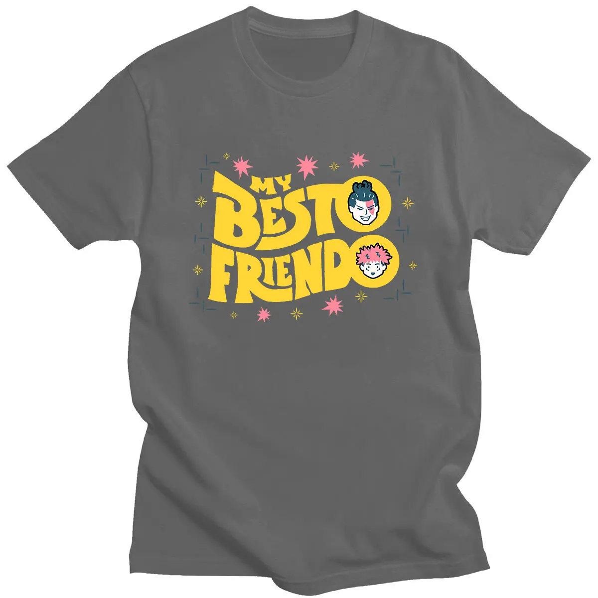 

Hot Sale Trend Jujutsu Kaisen My Besto Friendo Printed Couple Fashion Cotton Tee Shirt Anime Trip Tee Casual Oversize Streetwear