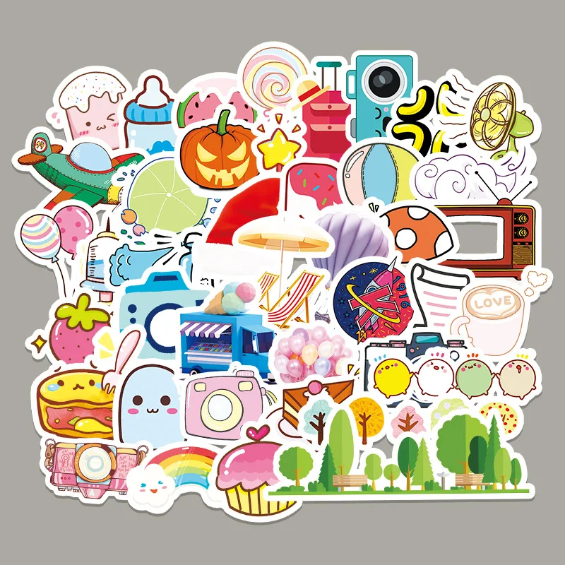 

10/30/50PCS Cute Ice Cream Graffiti Sticker Cartoon Trolley Suitcase Refrigerator Notebook Small Fresh Car Waterproof Sticker