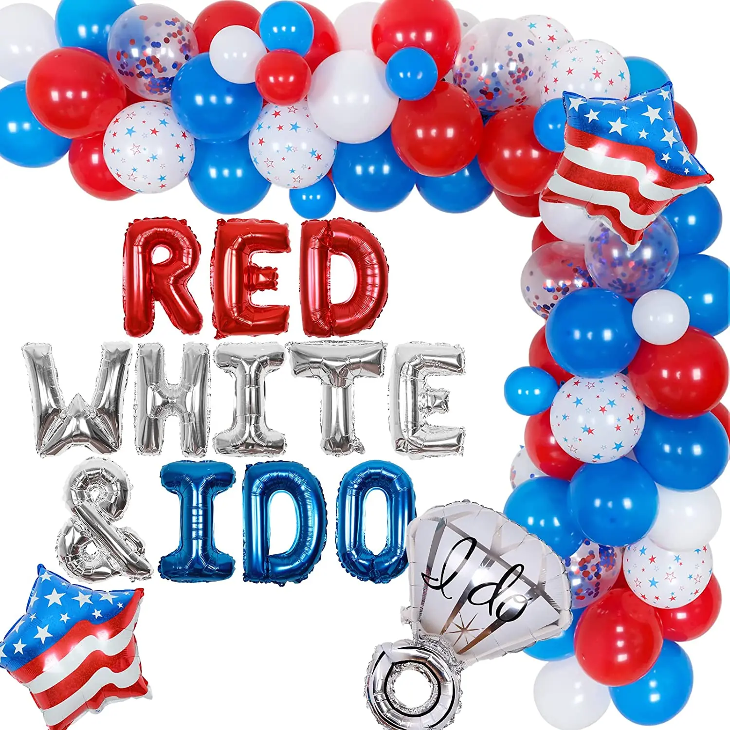 

Red White and I Do 4th of July Bachelorette Party Decorations Patriotic Balloon Garland Kit for Independence Day Bridal Shower
