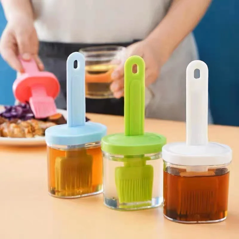 

BBQ Brush with Oil Bottle Barbecue Cleaning Nylon/Silicone Brush Baking Bread Cooking Oil Tool Multipurpose Kitchen Utensil Tool
