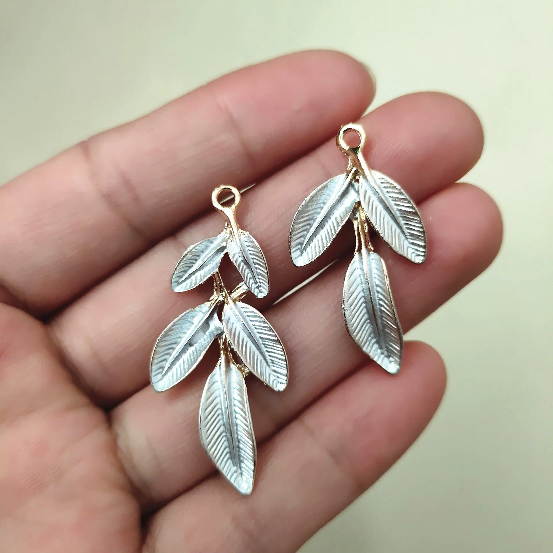 

10 PCS Metal Alloy KC Gold Plated Leaf Charms Enamel Leaves Pendant Diy Handmade Accessories Jewelry Ornament