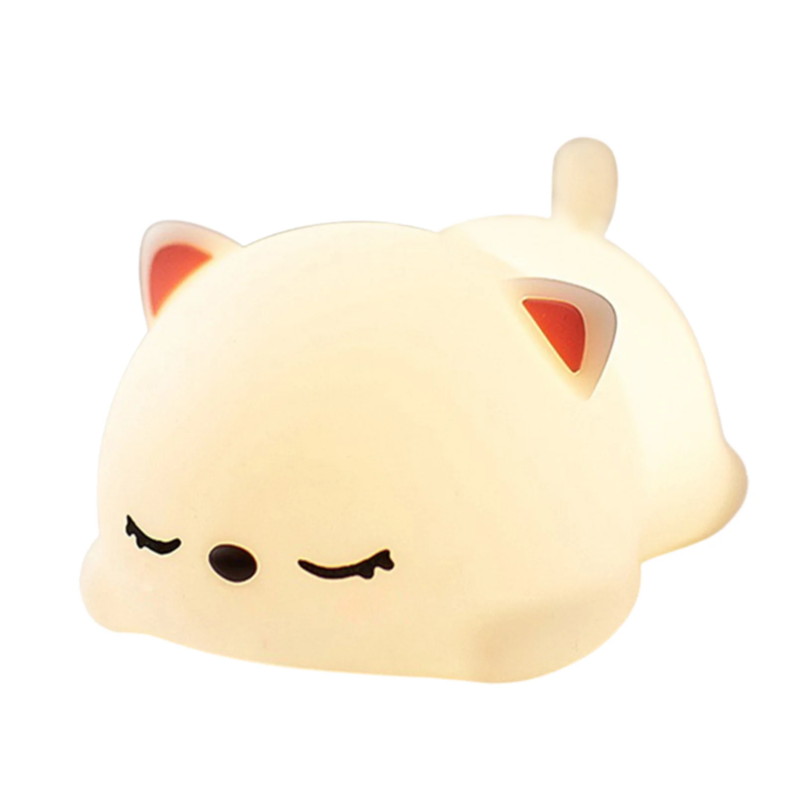 

Night Light For Kids Cute Silicone Cat Night Light For Kids Bedroom Decor LED Color-Changing Squishy Night Lamp USB Rechargeable