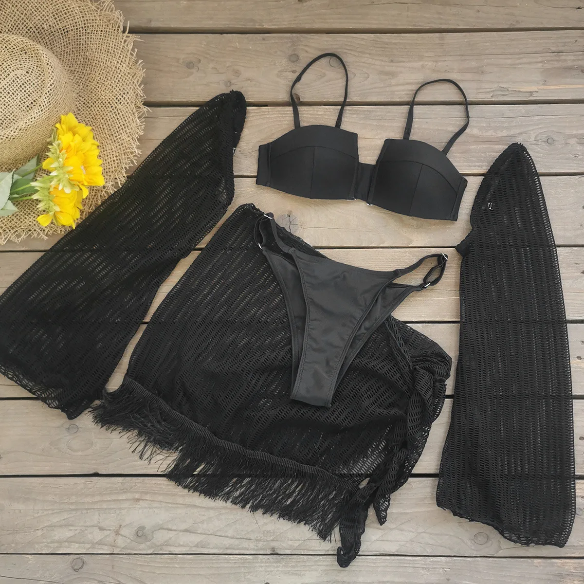 2025 Sexy Bikini Fringed Skirt Lace Swimwear Cover Up Beach Dress Women Summer Ladies Crossover Bathing Suit Wear