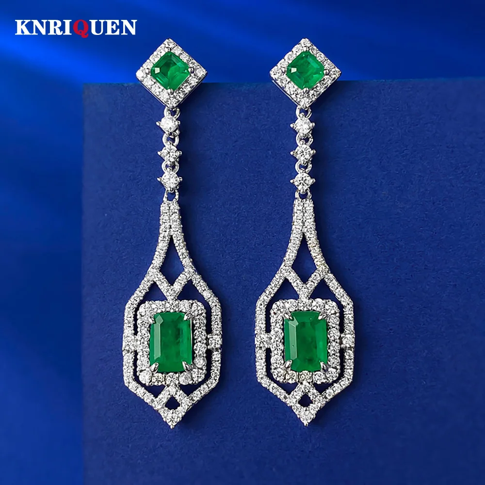 

Retro 100% 925 Sterling Silver 5*7mm 1ct Emerald Lab Diamond Drop Earrings for Women Gemstone Wedding Fine Jewelry Birthday Gift