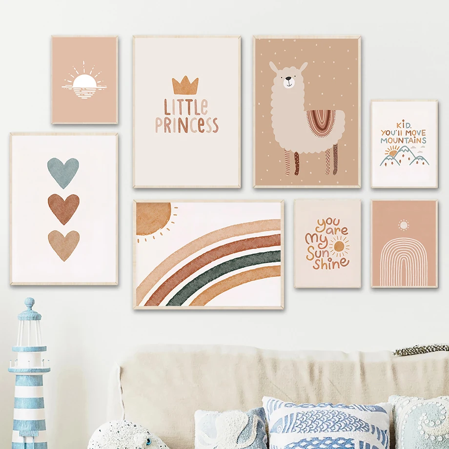 Абстрактная картина алфавита альпака в скандинавском стиле Современное