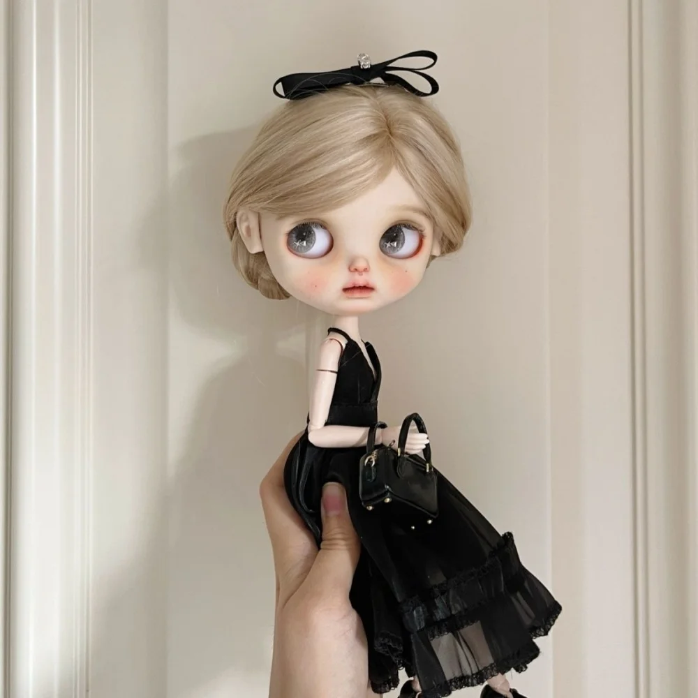 Blythe 1/6 ob24 ob22 1/12 размер кукольное платье черное сексуальное длинное на подтяжках
