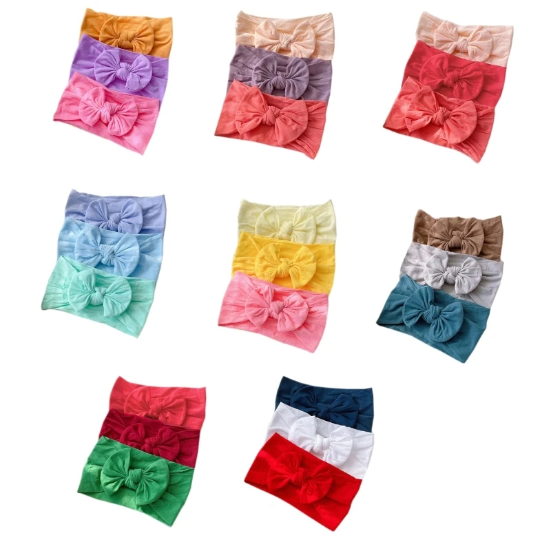

3pcs Bowknot Headwear Soft Elastic Hair Band for Newborn Toddler Girls Boys Gift