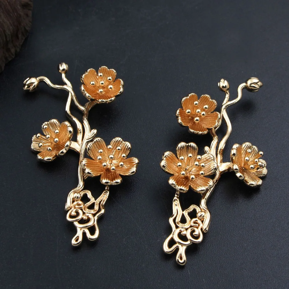 

6pairs Quality Brass Metal Casted Winter Flower Tree Branch Pendant Stamping Decoration for DIY Crafts Jewelry Accessories