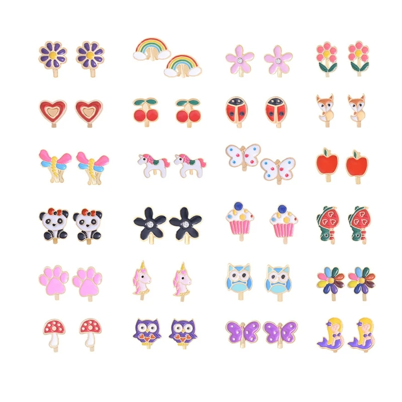 

24Pairs/set Princess Dress Up Earring Cuff Flower Earring Party Jewellery