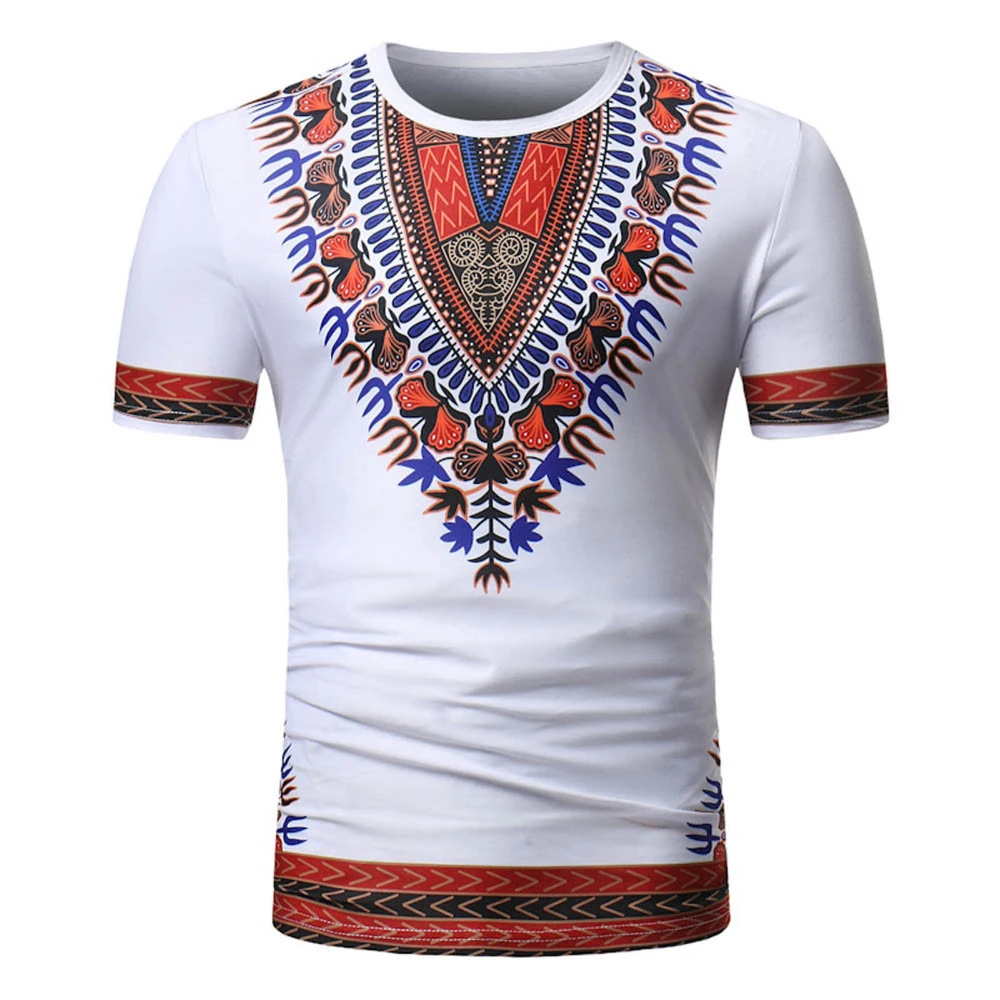 

2022 Men's T-Shirt Africa Printed Short Sleeve Spring Summer Casual Slim Fit 3d Ethnic Short Sleeve Top Plus Size Mens