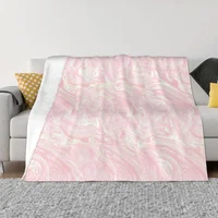 Marbling Marbled Marble Pattern Blanket Flannel Pink Cozy Soft FLeece Bedspread