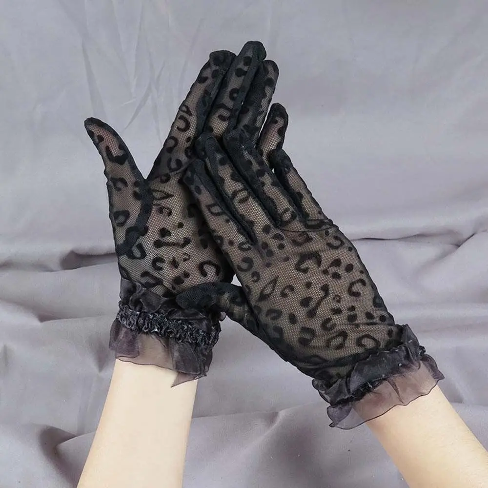 Leopard Sexy Gloves Women Grace Thin Mesh Breathable Sunscreen Driving Club Party Prom Dancing Dress Gloves Mittens