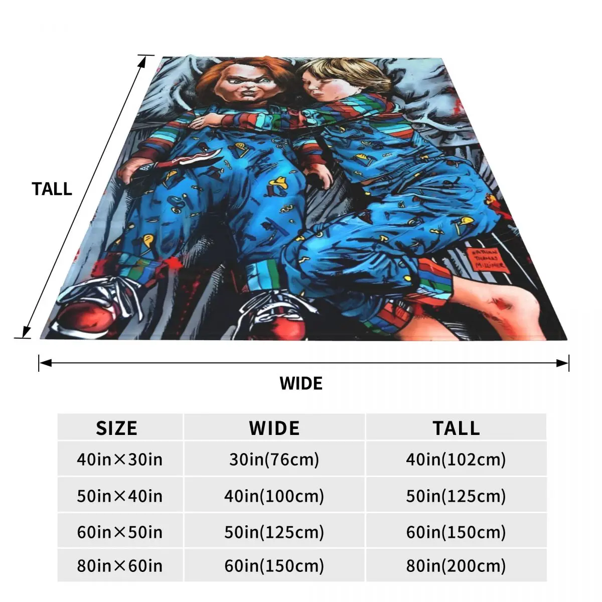 Вязаное одеяло Чаки и Энди бархатное мягкое из фильма ужасов для автомобиля