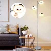 depuley 3 head floor lamp led tree modern tall pole silver adjustable corner spotlight for living room bedroom office warm light