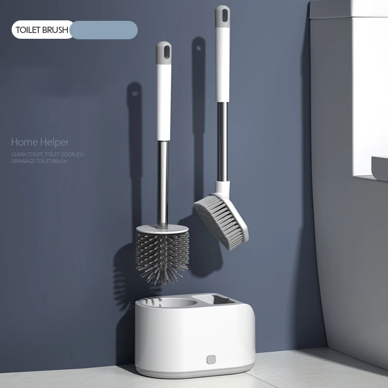 silicone toilet brush bathroom accessories with long handle cleaning brush wall mounted with holder universal for wc brush free global shipping