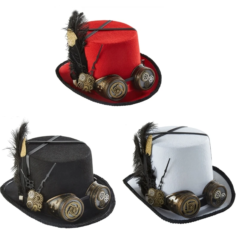 

Мужские шляпы в стиле стимпанк с очками, женская шляпа в стиле стимпанк для Хэллоуина