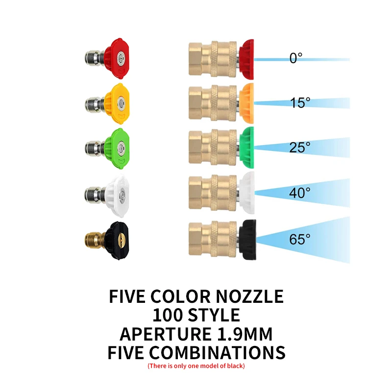 

насадка для мойки высокого давления Аксессуары для автомойки, 5 цветов, сопло для мойки высокого давления, быстрый разъем 1/4 дюйма, пистолет для мойки высокого давления, сопло с быстроразъемным разъемом