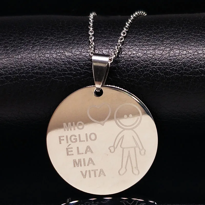 

Family Boy Necklace Choker For Women Mom Dad Collar Stainless Steel Chain Maxi Necklaces Jewelry Anime collane donna N7633S08