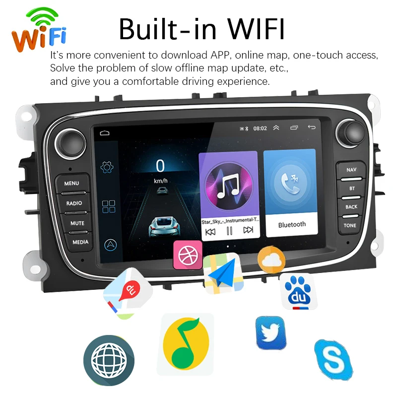 Автомагнитола Rollerock 2 Din Android 9 мультимедийный плеер Bluetooth GPS Встроенный Carplay для