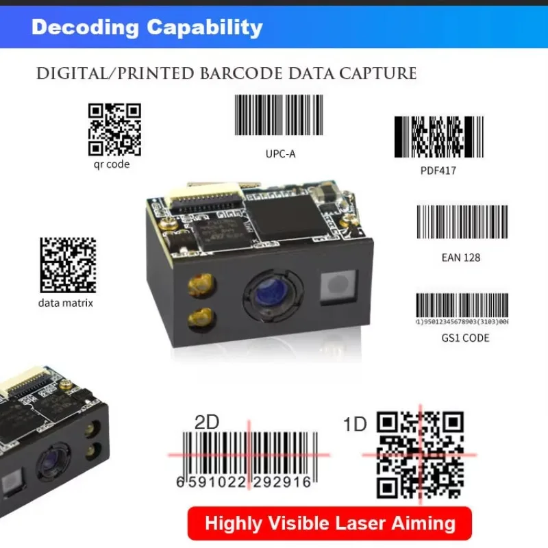 Фото Модуль сканирования QR-кодов USB, миниатюрный 2D OEM сканер штрих-кодов, модуль камеры COMS, модуль сканирования 1D/2D штрих-кодов для киосков с интерфейсом UART №5