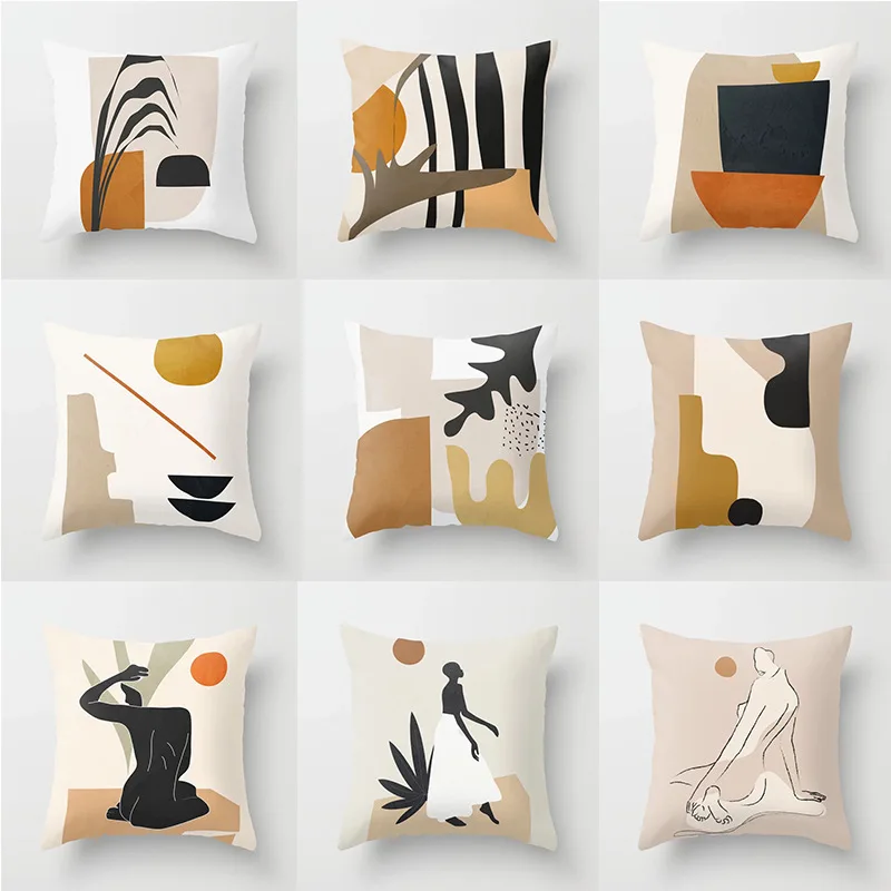 

45X45CM Home Geometric Abstract Pillow Peach Skin Pillowcase Sofa Decoration Pillowcase Cushion