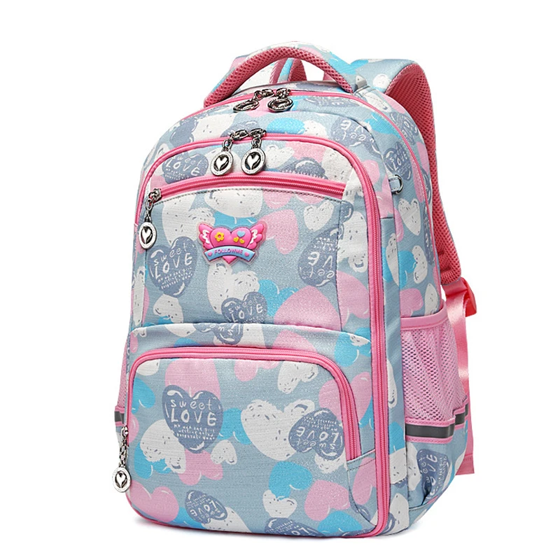 

Kids 1-6 Grade School Backpacks For Girls Love Print Waterproof Primary School Bags Children Student Knapsack Mochila Escolar