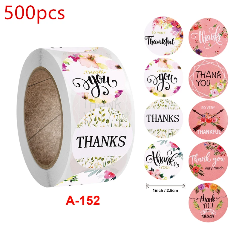 

100-500Pcs Stickers Pegatinas Thank You Envelope Seal Scrapbook Stationery Papeleria Cute Autocollants Supplies Stationery