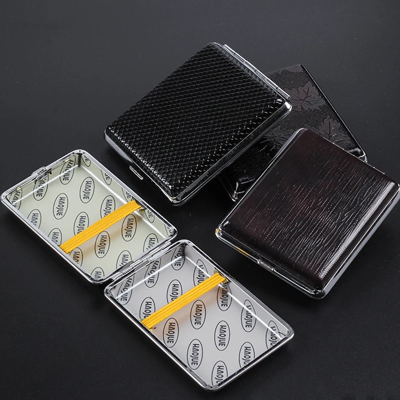 

cigarettes High qualtiy stainless steel Cigars cases for Tobacco Cigarette box hold Leather Cigarette Case for Men's lady