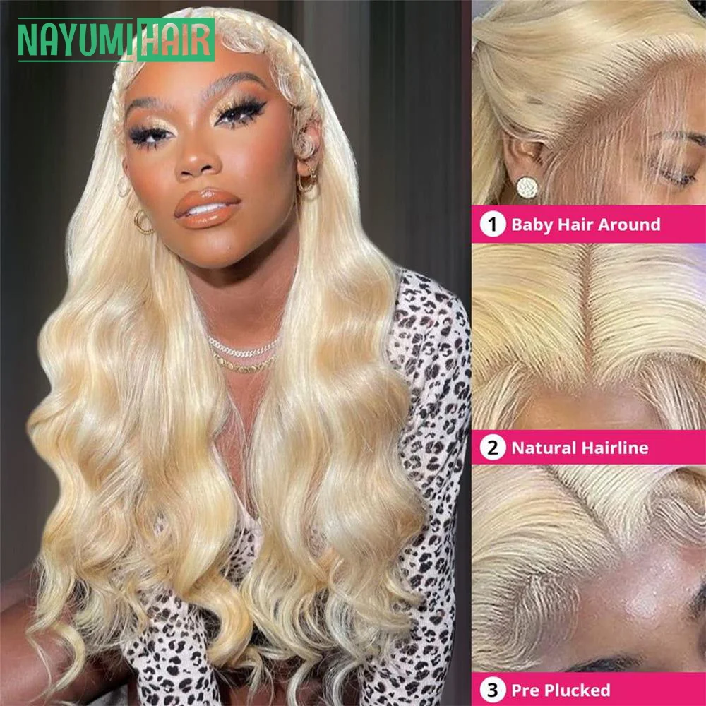 

13x4 HD Transparent 613 Lace Frontal Human Hair Wig Body Wave Honey Blonde Lace Front Wig For Women Pre Plucked 4x4 Lace Closure