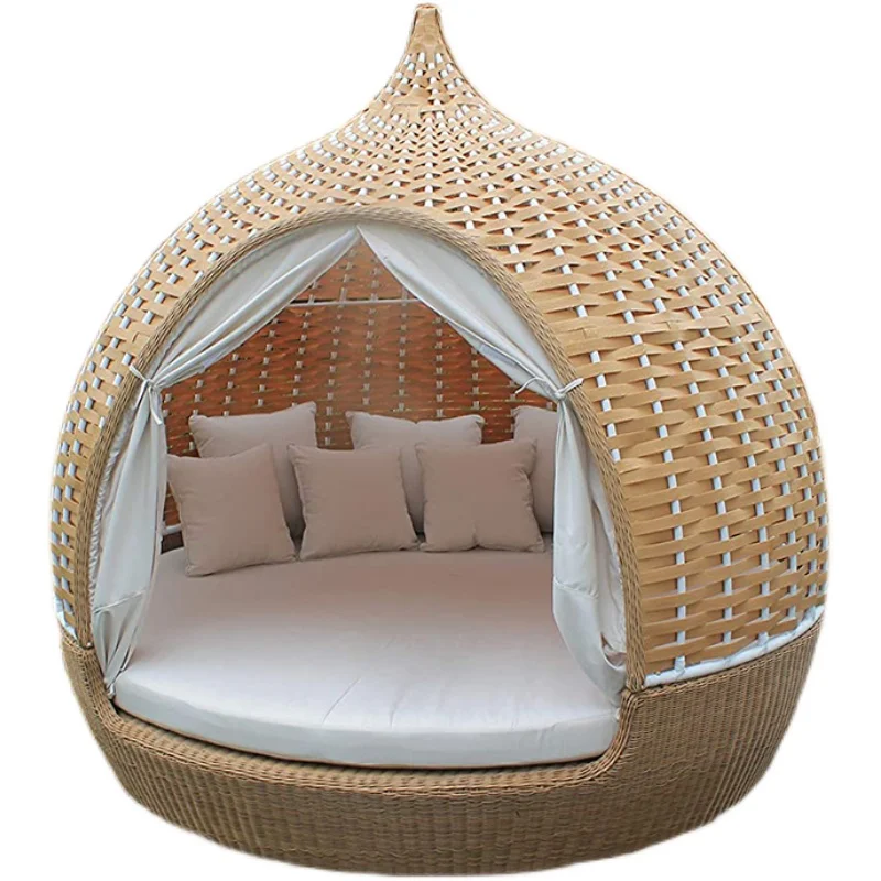 

Leisure rattan bed, courtyard, garden, terrace, round bed, outdoor swimming pool, waterproof and sunscreen